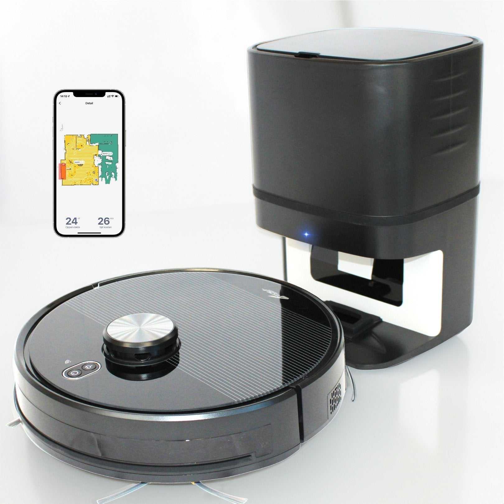 Beste robotstofstuiger met dweilfunctie Willem met leegstation en app-gecontroleerde laser navigatie