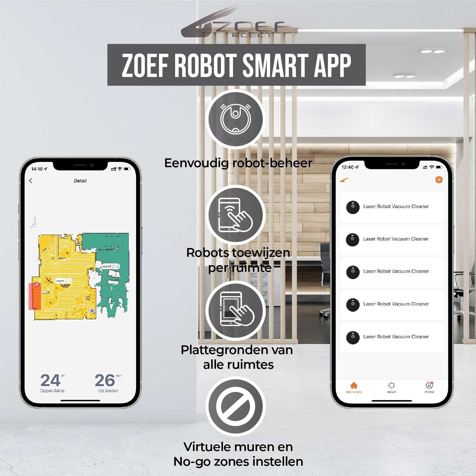 app voor de Beste robotstofstuiger met dweilfunctie met laser navigatie en slimme plattegrondbeheer