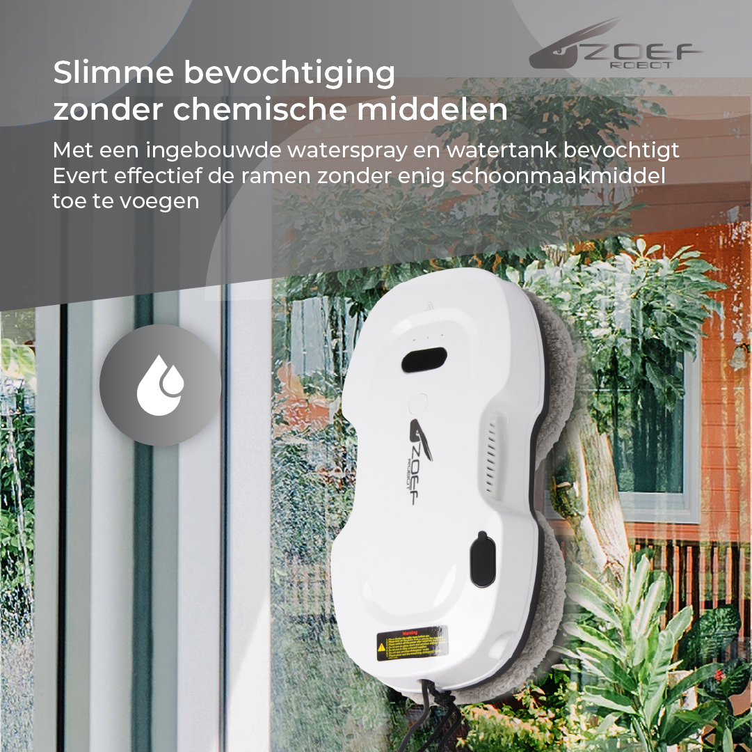 robot raamwasser Evert met ingebouwde waterspray voor automatische reiniging van ramen en vlakke oppervlakken zonder chemische middelen