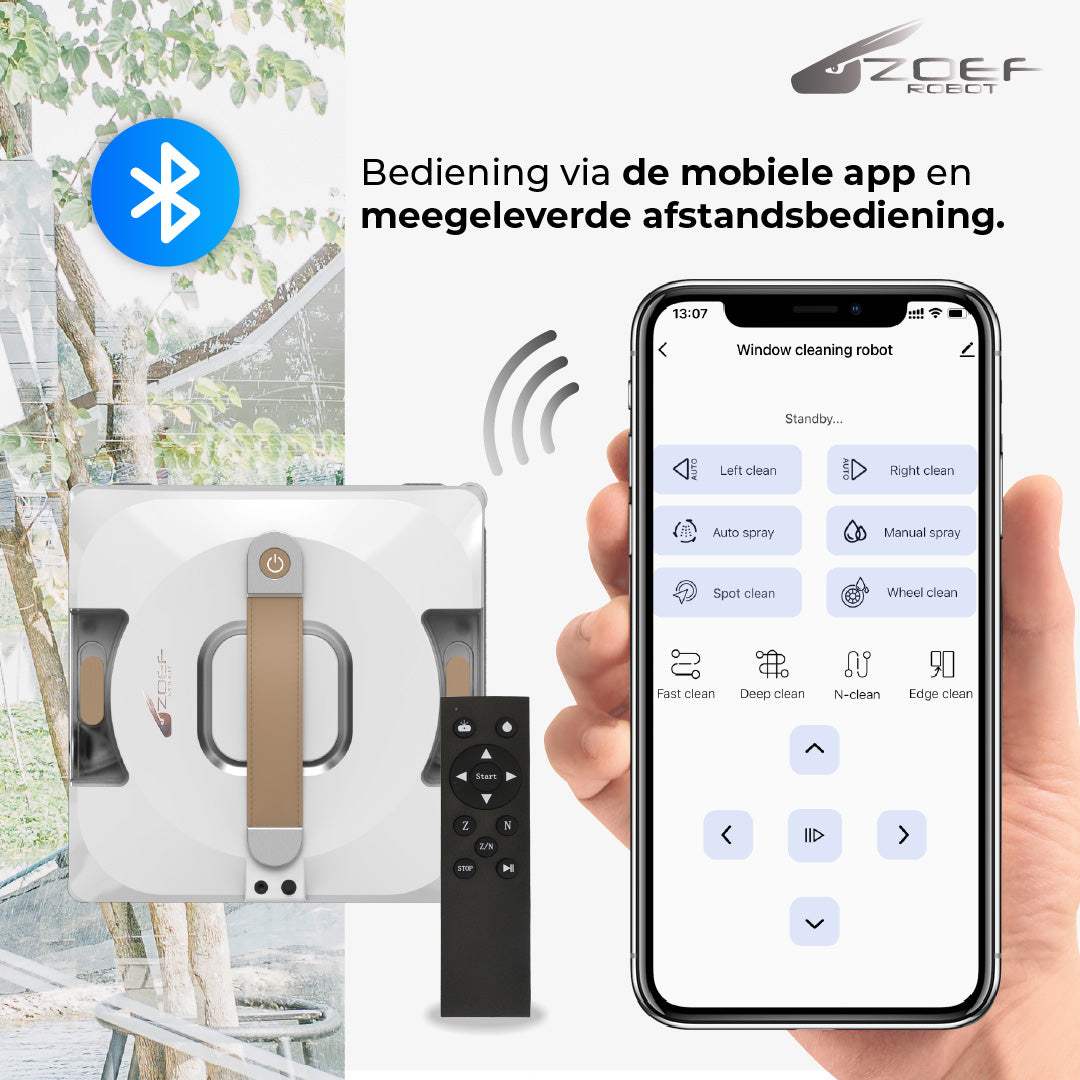 robot raamwasser Bobbie 4.0 met app- en afstandsbediening voor streeploze ramen en verschillende oppervlakken