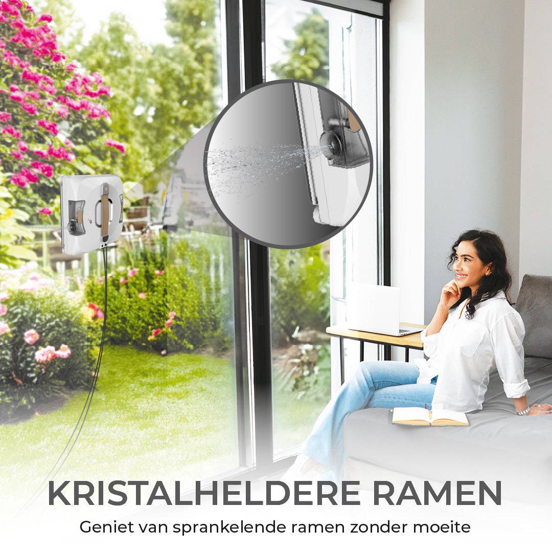robot raamwasser Bobbie 4.0 reinigt automatisch glazen ramen met waterspray voor streeploos resultaat
