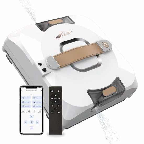 robot raamwasser Bobbie 4.0 met automatische waterspray en app-bediening voor streeploze ramen en vlakke oppervlakken