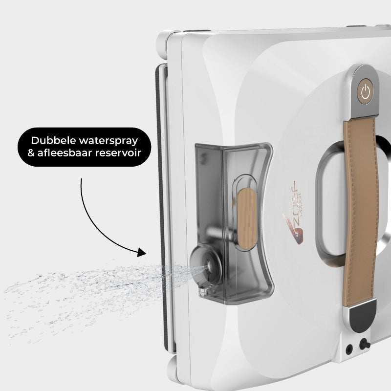 robot raamwasser Bobbie 4.0 met dubbele waterspray en afleesbaar waterreservoir voor streeploze reiniging van ramen en vlakke oppervlakken