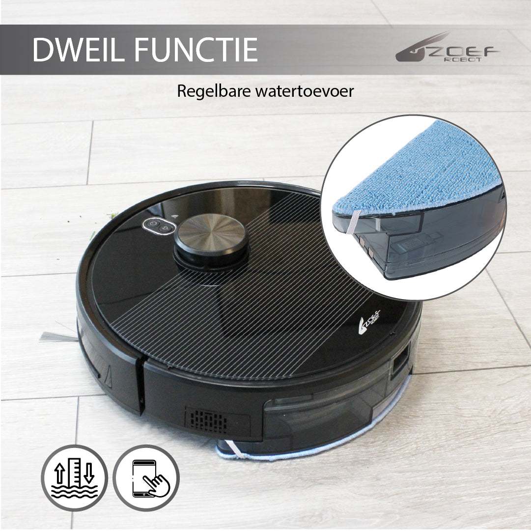 Beste robotstofstuiger met dweilfunctie met leegstation en dweilsysteem, regelbare watertoevoer en laser navigatie