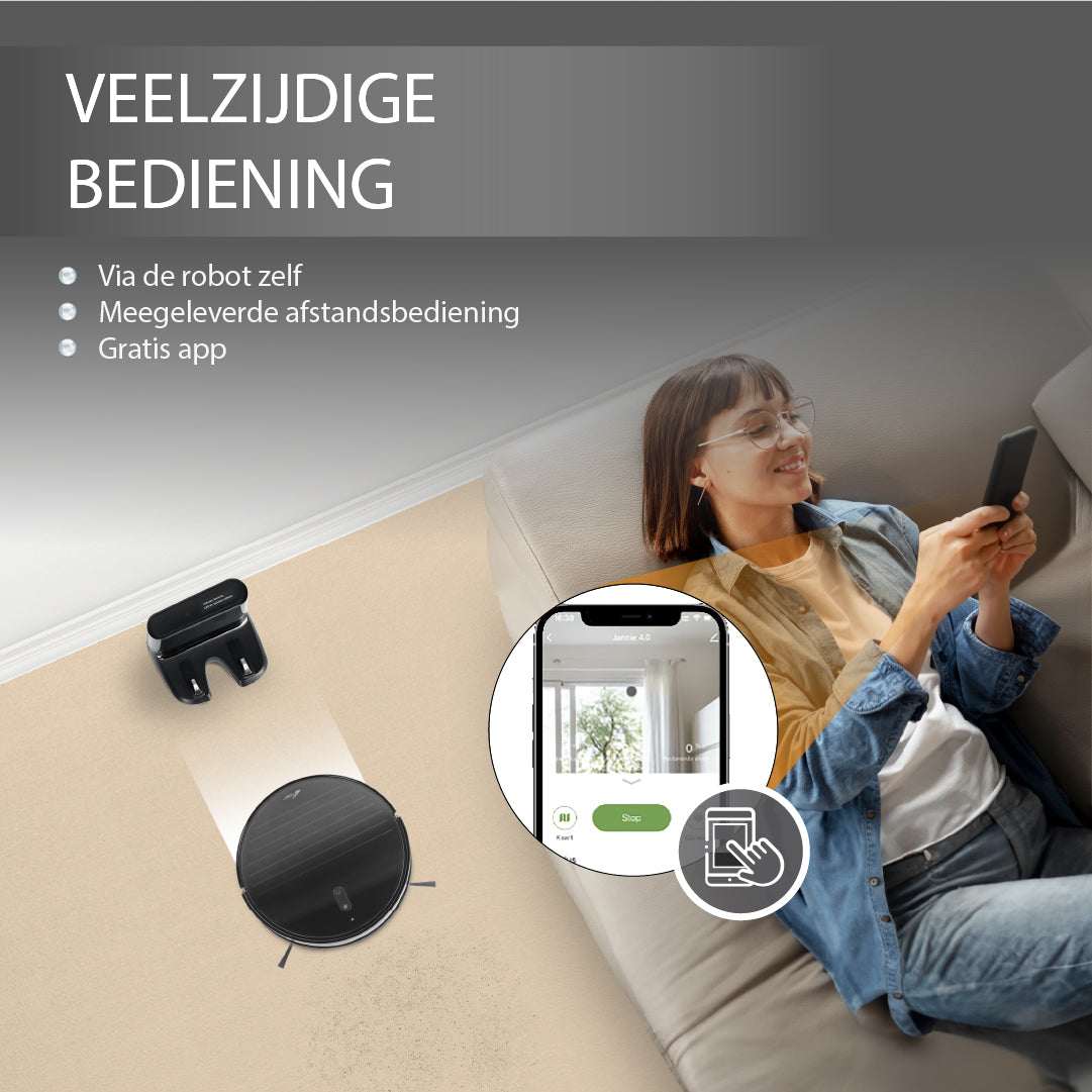 robotstofzuiger Jannie 4.1 met afstandsbediening en app bediening voor makkelijk schoonmaken