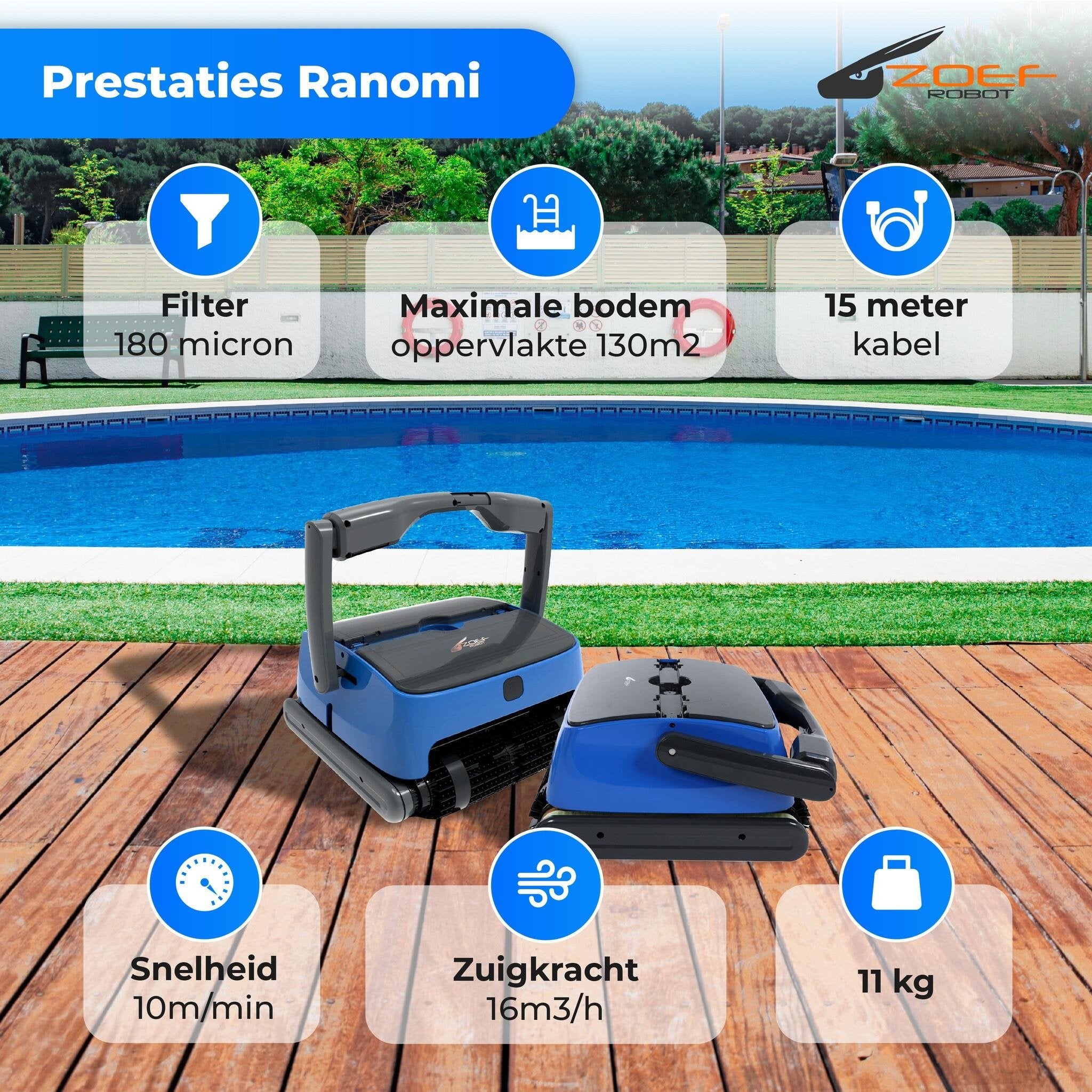 Pool robot Ranomi for floor, walls and waterline