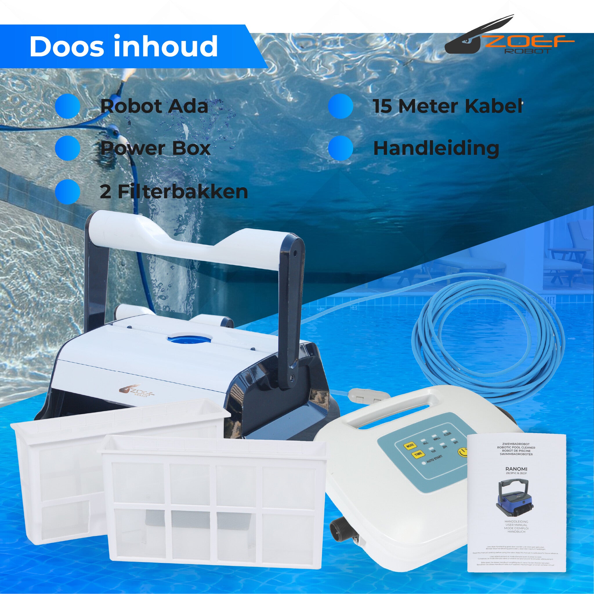 Ada ZB20C - Robot de piscine - pour fond, parois et ligne d'eau