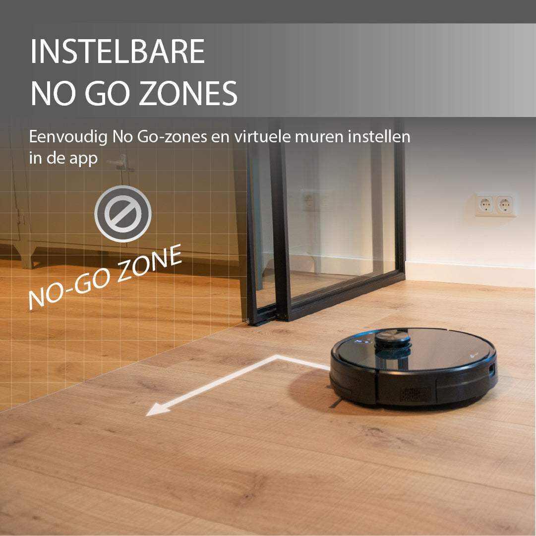 robotstofzuiger voor thuis met instelbare no go zones en virtuele muren via app